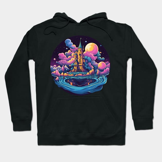 Surreal Dreamscape: Castle in the Clouds Hoodie by Czajnikolandia